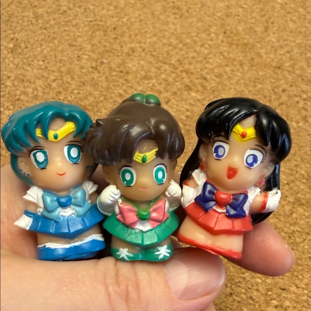 Vintage 1990s Sailor Moon Mini Figures Set Finger Puppet Plastic PVC Toys